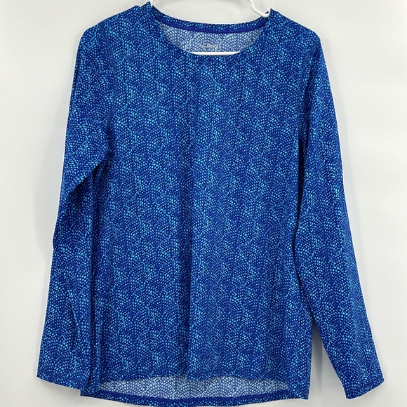 L.L. Bean UPF 50+ Printed Long Sleeve Swim Sun Rash Guard‎ Top Size Medium Beach - Picture 1 of 6